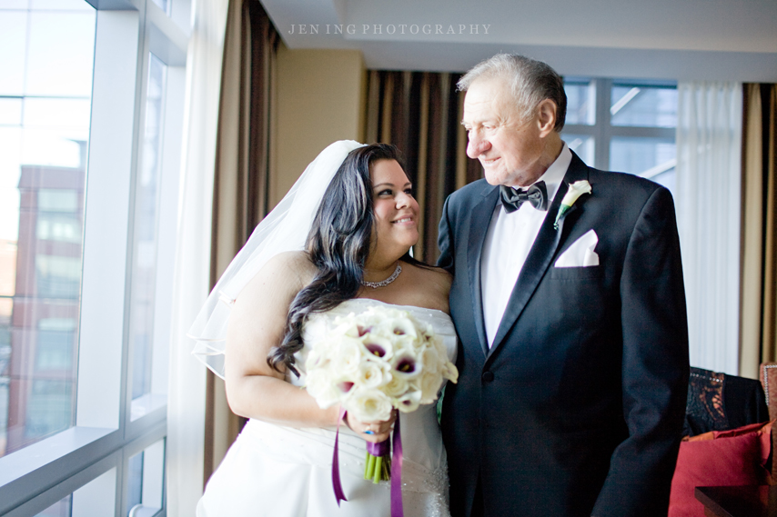 Boston State Room wedding - bride and father