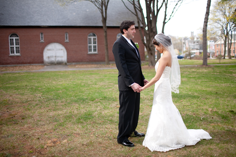 Boston wedding first look - bride and groom 
