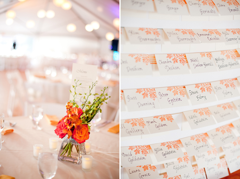 orange flowers centerpieces - boston fall wedding