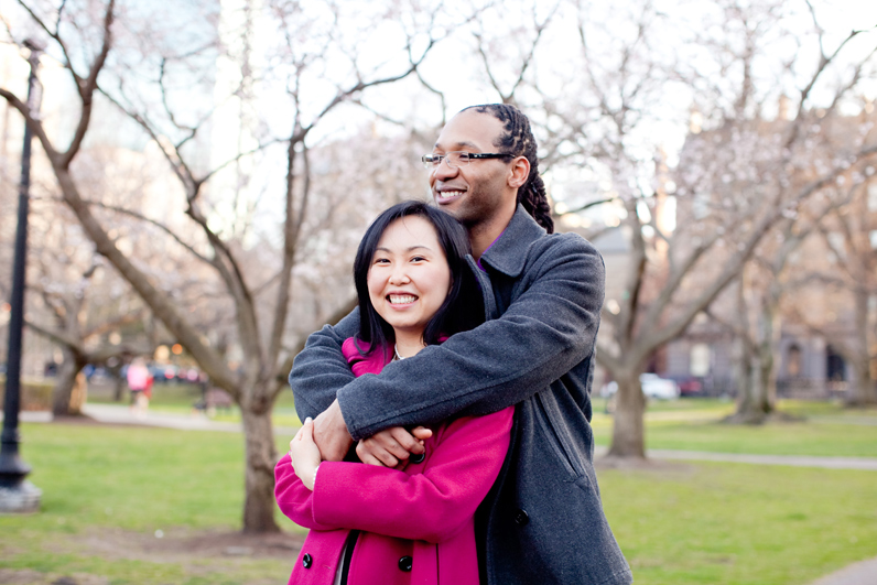 happy couple in the boston public garden