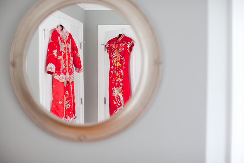 red chinese wedding dress for boston wedding - qi pao and kwa