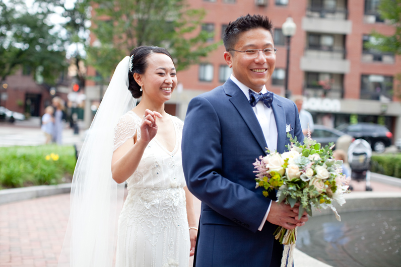 first look - boston wedding bride and groom