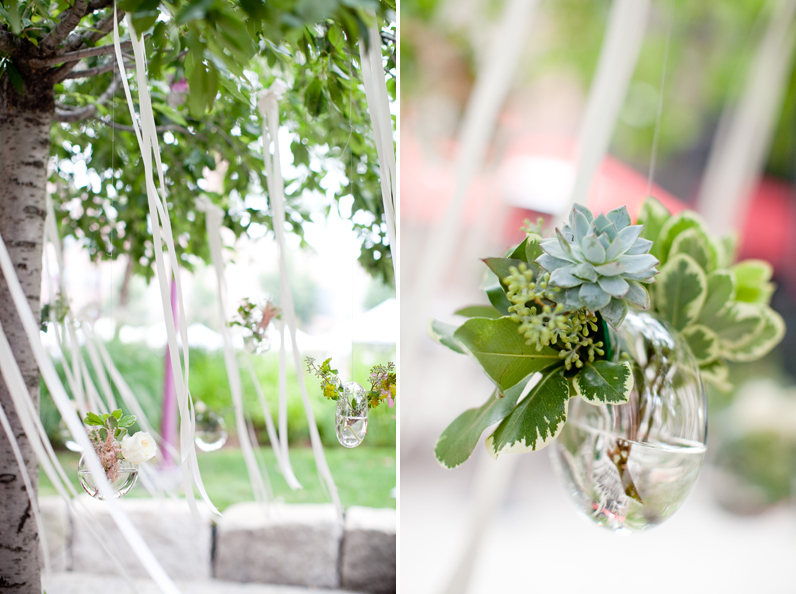 organic wedding planter and ribbons