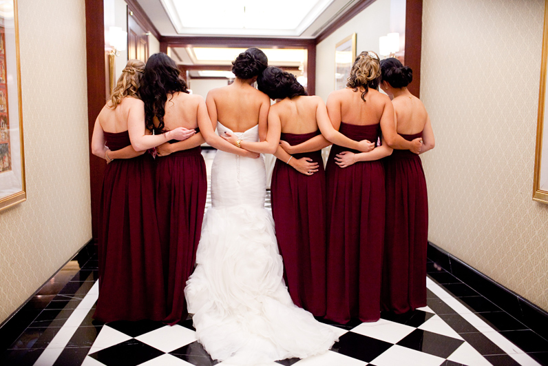 bride and bridesmaids at the colonnade hotel