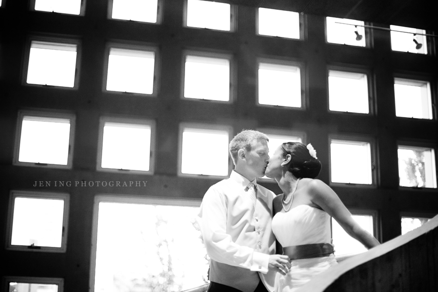 Cambridge MA wedding photographer - bride and groom kissing