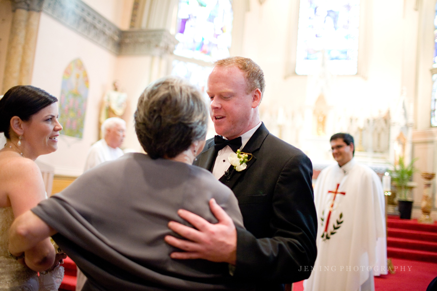 Catholic church wedding - mother giving bride away