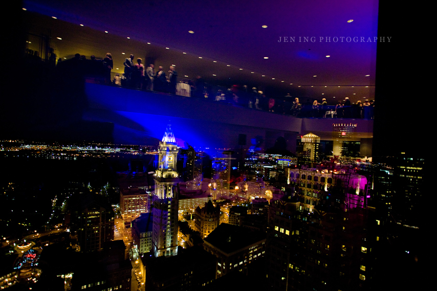 Boston State Room wedding photography - night view of city