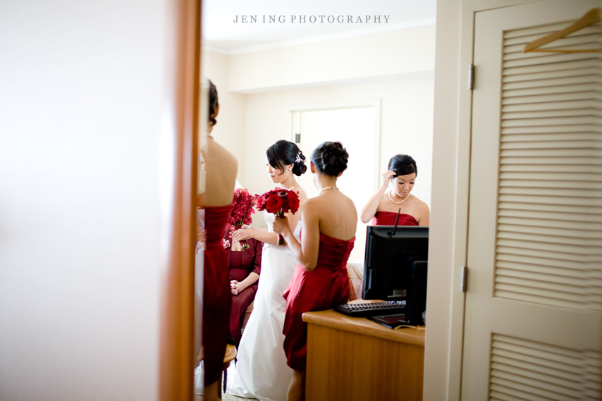 Boston wedding photography - bride and bridesmaids getting ready