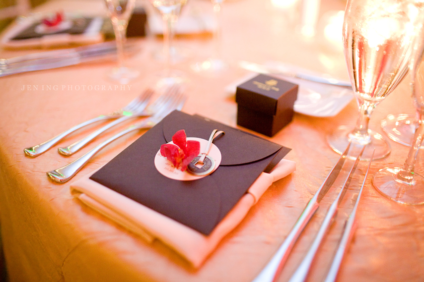 Seaport Hotel wedding photography - place setting orchid