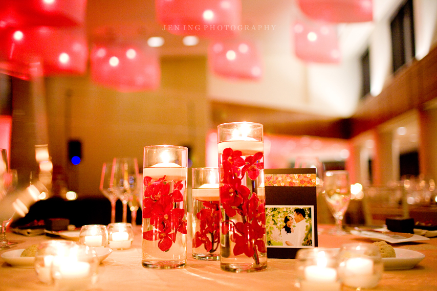 Seaport Hotel wedding photography - orchid centerpieces