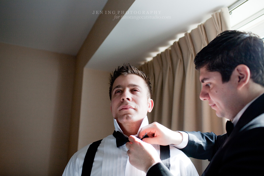 Cambridge wedding photography - groom getting ready