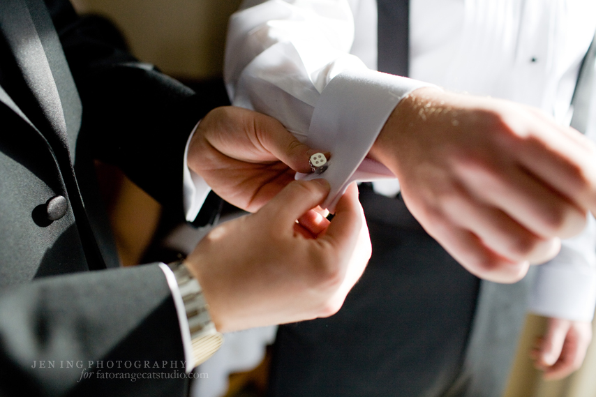 Cambridge wedding photography - groom's cufflinks