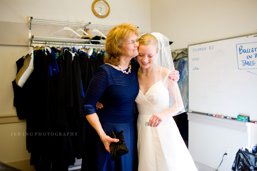 Park Street Church wedding photography - bride with mother