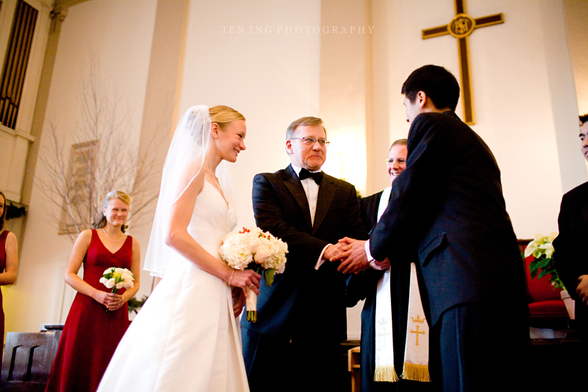 Park Street Church wedding photography - father giving away the bride