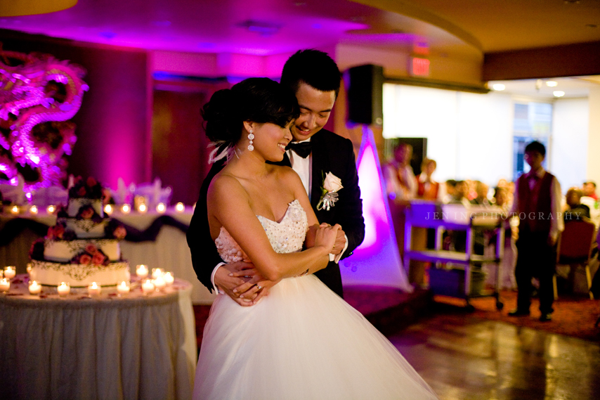 First dance at wedding reception in Boston - bride and groom