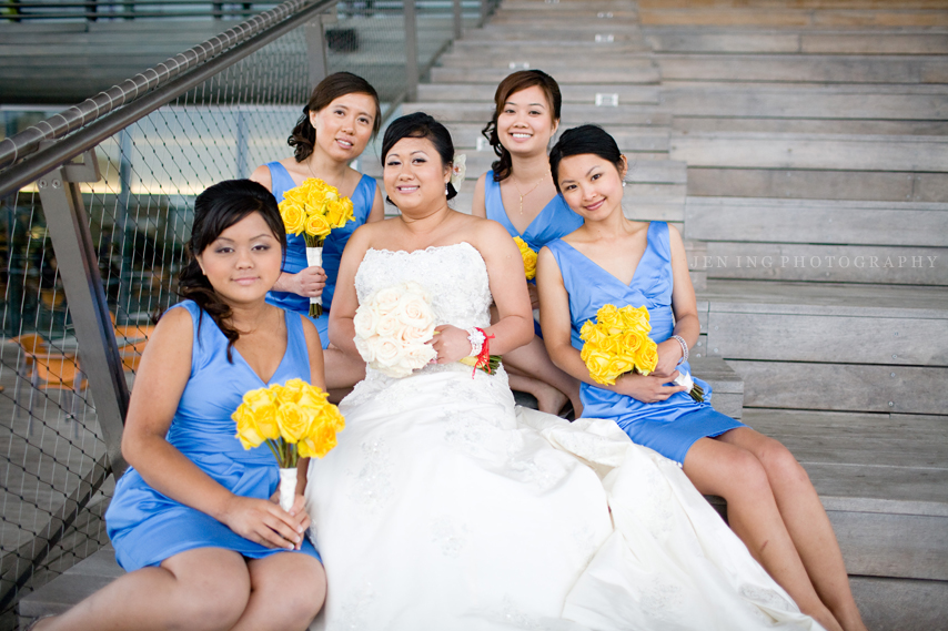 ICA Boston wedding portraits - bride with bridesmaids