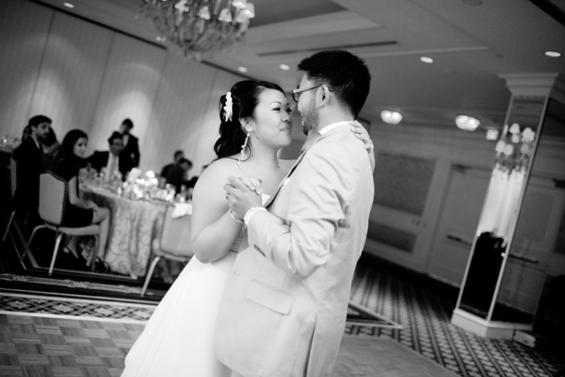 Boston wedding photography at Colonnade Hotel - bride and groom first dance 
