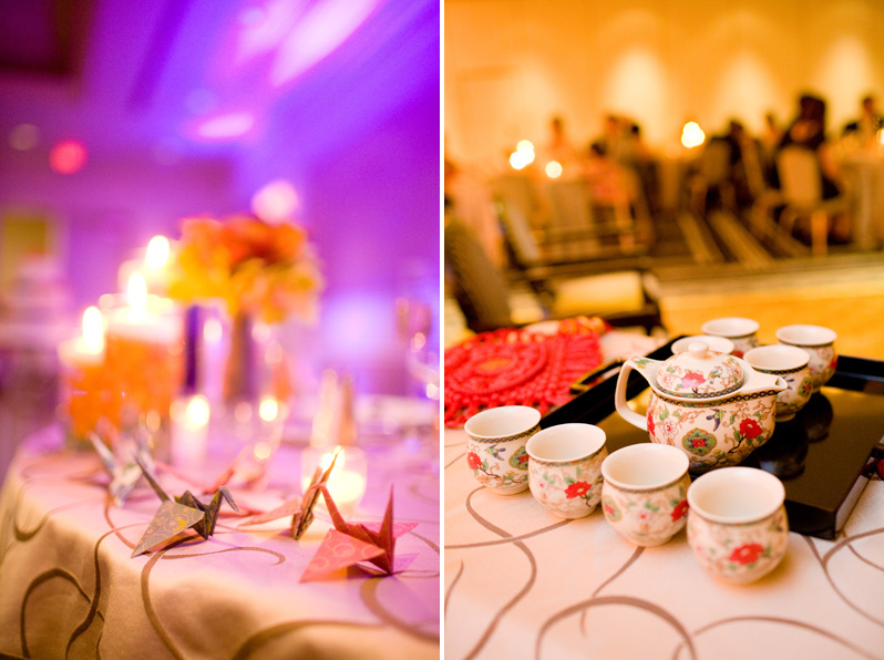 Asian wedding reception in Boston - cranes and tea ceremony