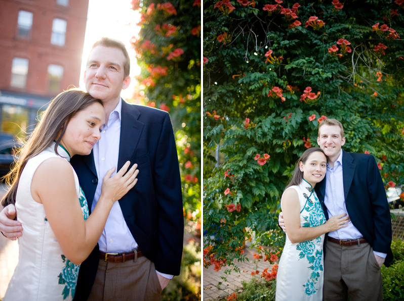 Boston engagement session - couple and flowers
