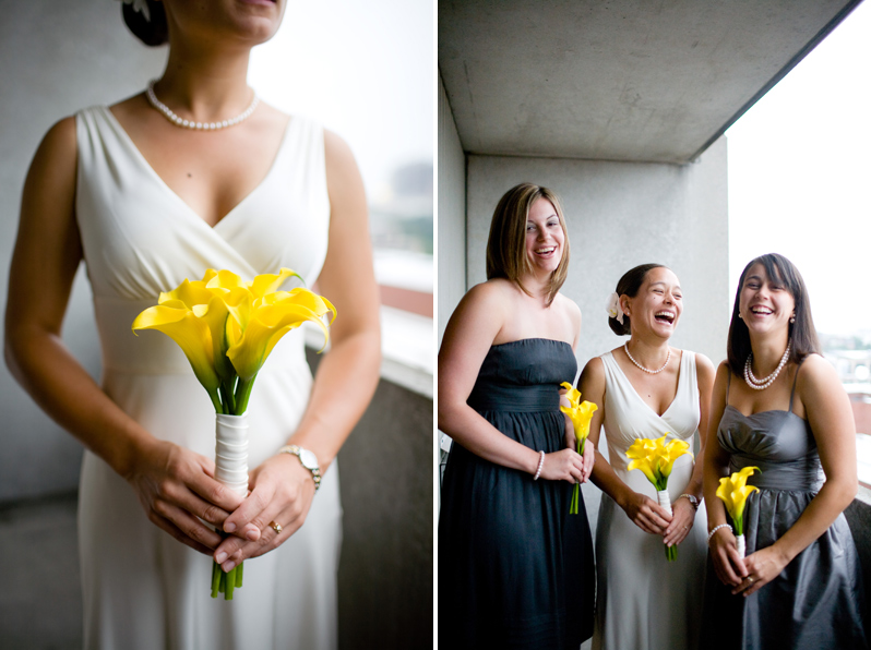 Boston Back Bay wedding - bride with bridesmaids