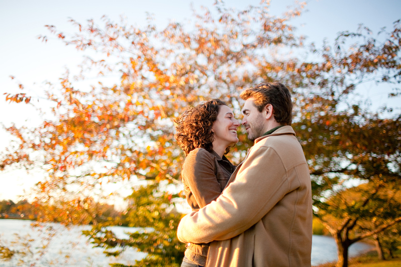 Harvard square engagement session - couple against tree
