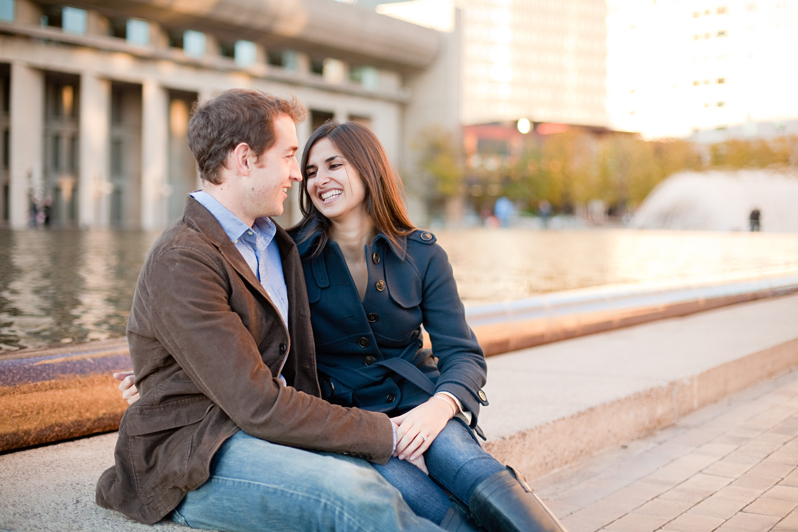 Boston engagement at the Christian Science Center infinity pool