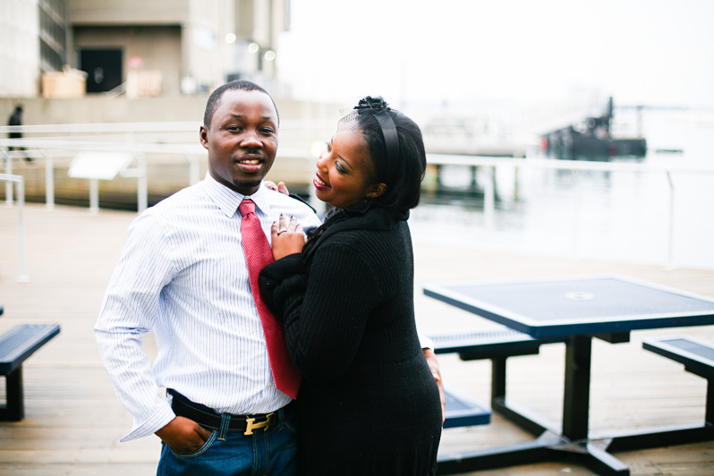 Engagement session in Boston, MA - couple along waterfront