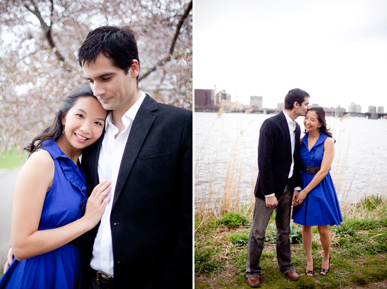 Charles river esplanade engagement - couple along the water