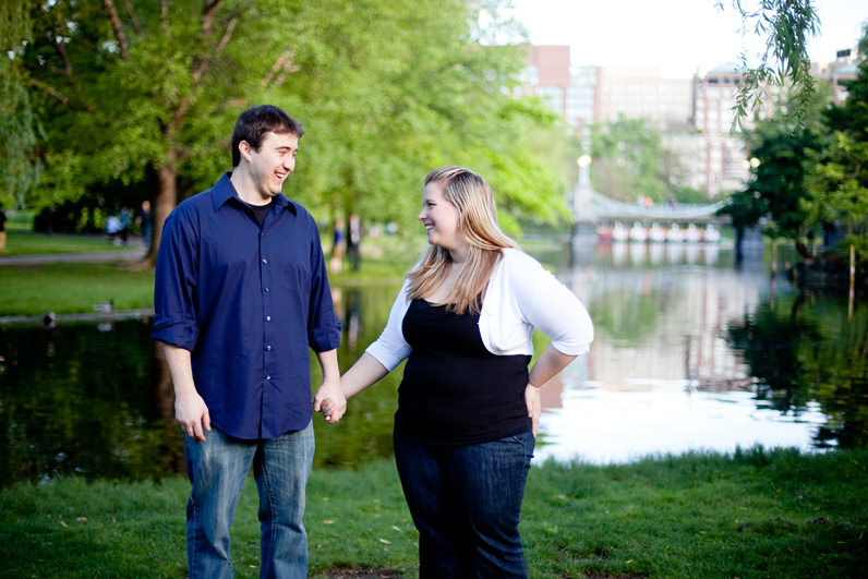happy engagement shoot at the boston public garden