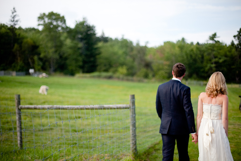 bride and groom at a farm wedding 