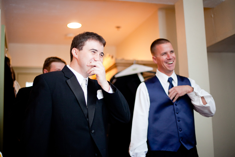 boston wedding - groom laughing