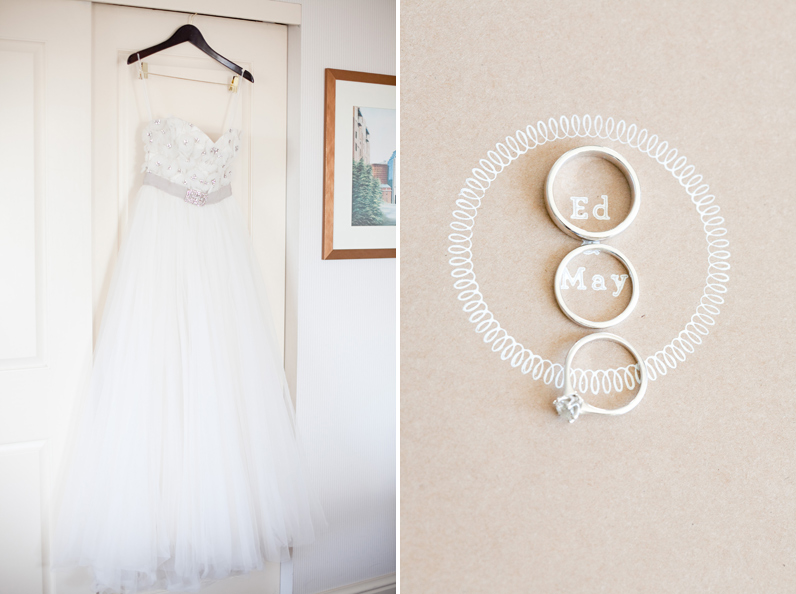 brides dress and wedding rings - providence wedding