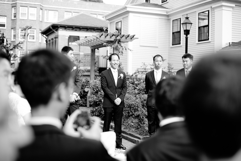 cambridge wedding ceremony - groom's reaction