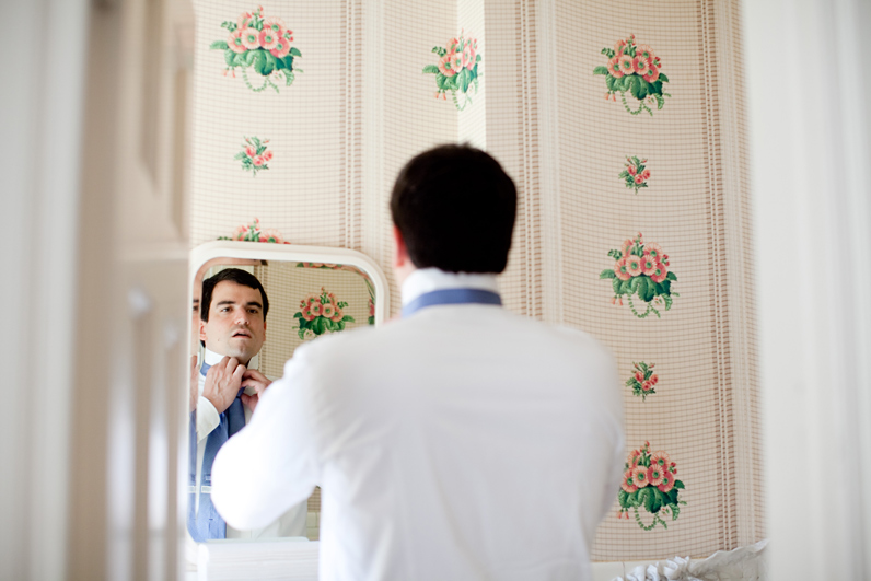 groom getting ready at the lyman estate in ma