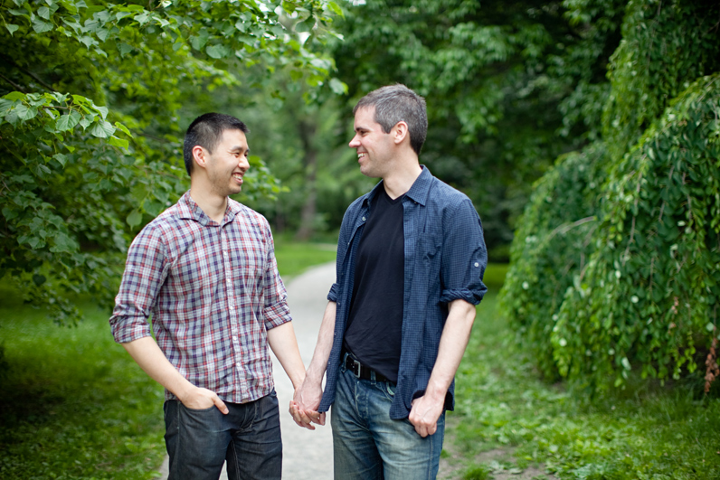 gay engagement session at the arnold arboretum
