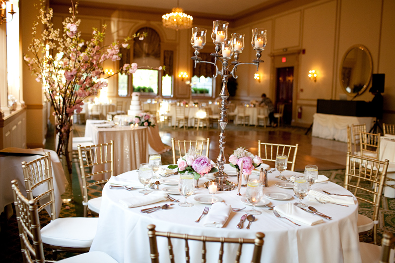 pink and gold elegant wedding at the hawthorne hotel