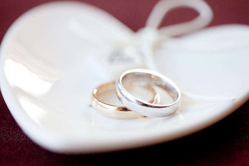 wedding rings in ring dish