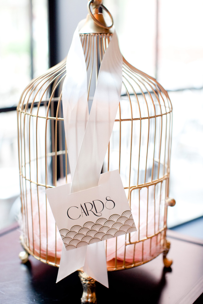 art deco wedding card bird cage