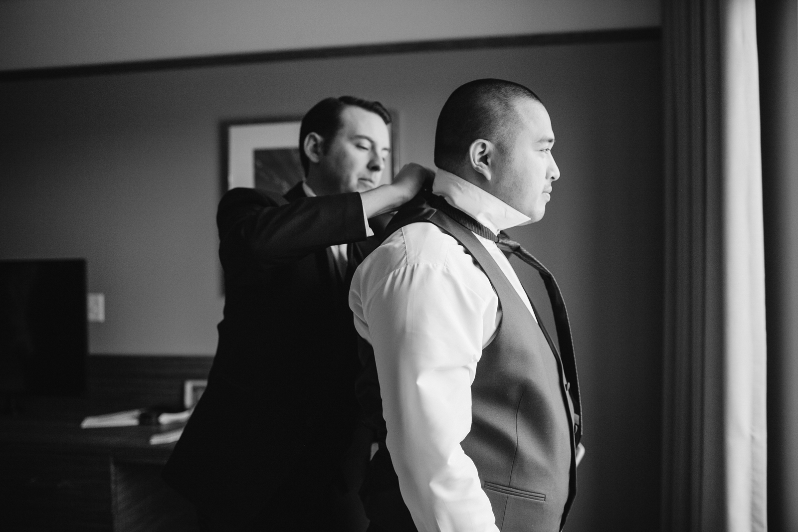 groom getting ready at boston wedding
